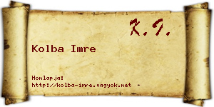 Kolba Imre névjegykártya